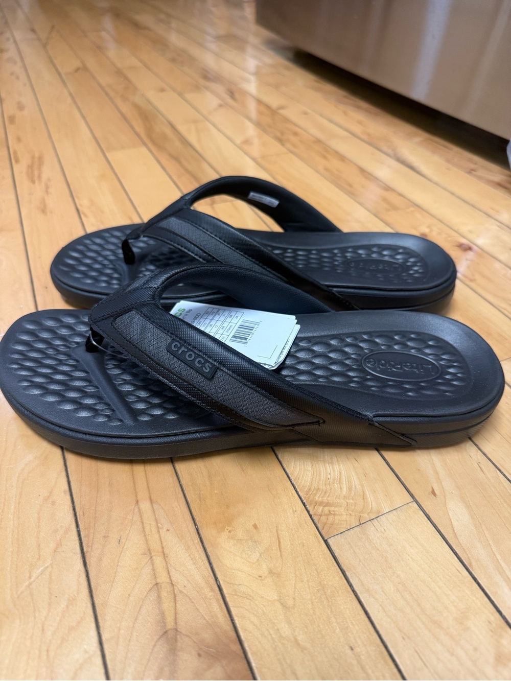 New In Bag Crocs Men's Yukon Vista II LiteRide Black Flip Flops Sandals Size 12